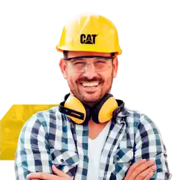 Técnico sonriendo con fondo de Tracsa Cat